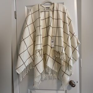 Abercrombie & Fitch Cream and Tan Fringed Cape